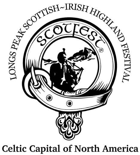 A black and white image of the scottish highlands festival logo.