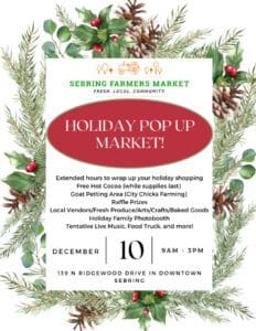 A poster for the holiday pop up market.