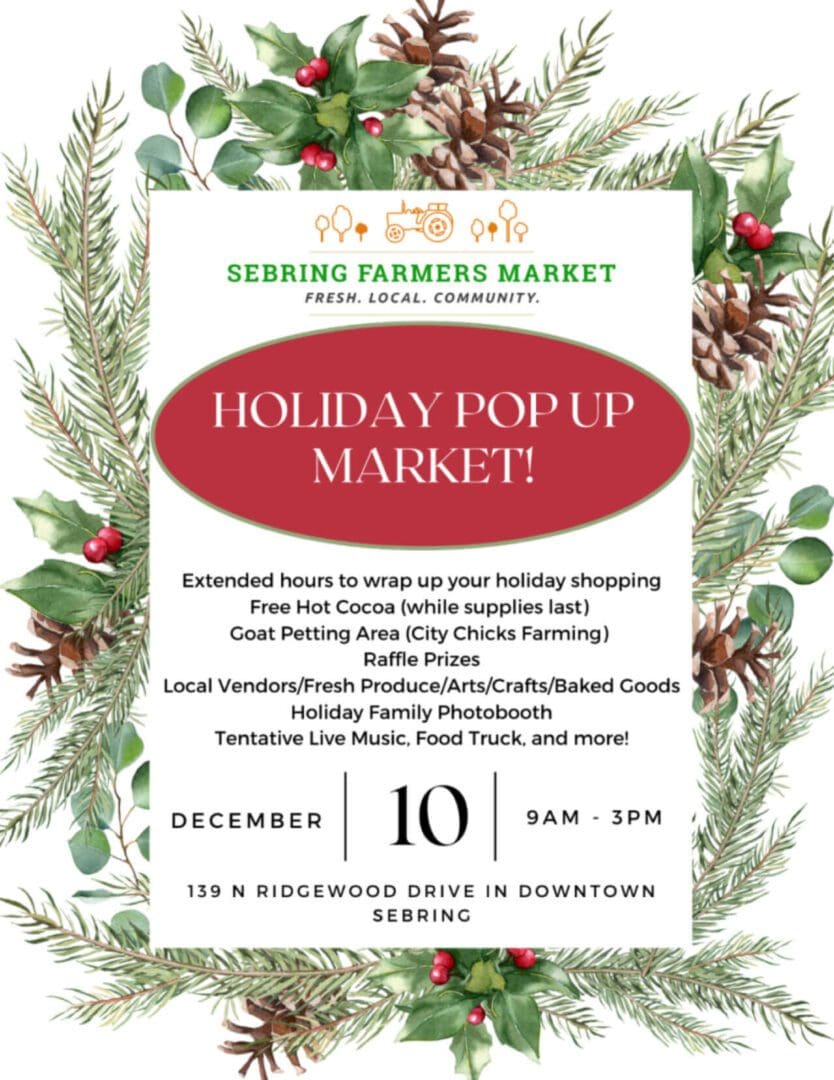 A poster for the holiday pop up market.